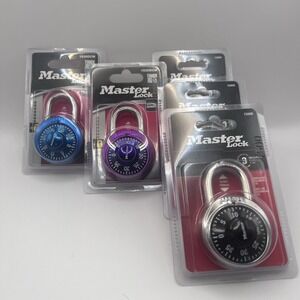 Master Lock Combination Lock Lot of 5 1530DCM 1500D Padlocks Blue Purple Silver
